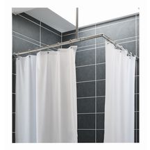 Rideau de douche 180 x 180 cm, avec 12 anneaux plastiques, avec ourlet lesté, PVC blanc réf. 60587