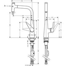 hansgrohe Talis Select M51 Mitigeur de cuisine 300, avec douchette extractible 1 jet, Aspect acier inox