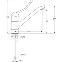 Mitigeur de lavabo/cuve OKYRIS 2 CLINIC avec bec fondu mobile avec levier de commande allongé pour coude, sans tirette ni vidage, chromé réf. D2324AA