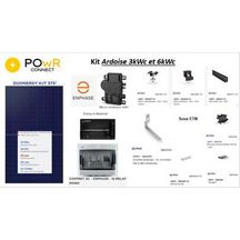 Kit photovoltaïque Powr Connect complet sur toiture ardoise  ETN 3KWc 1L8 ou 2L4, portrait avec micro onduleur ENPHASE et passerelle Envoy S-METERED. Panneaux DUONERGY BIF BIVER : 1755x1038x30mm Réf : SG0003