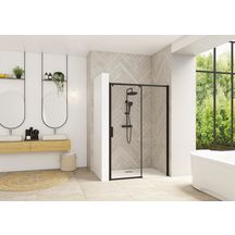 Paroi de douche Smart Design coulissante sans seuil 120 cm profilé noir verre transparent droite Réf. PA90114NTNED