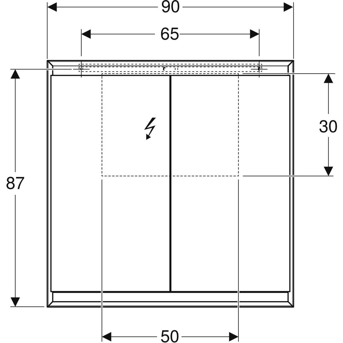 Armoire de toilette Geberit ONE avec ComfortLight et deux portes, montage en apparent, hauteur 90 cm: blanc / aluminium thermopoudré