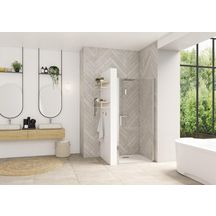 Paroi de douche Smart Design porte pivotante sans seuil 90 cm profilé chromé verre transparent Réf. PA9044CTNE