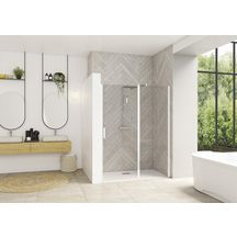 Paroi de douche Smart Design niche porte pivotante XXL sans seuil 110 cm profilé blanc verre transparent Réf. PA9050BTNE