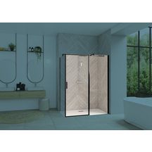 Paroi de douche Smart Design angle porte pivotante sans seuil XXL 110 cm profilé noir verre transparent Réf. PA90180NTNE