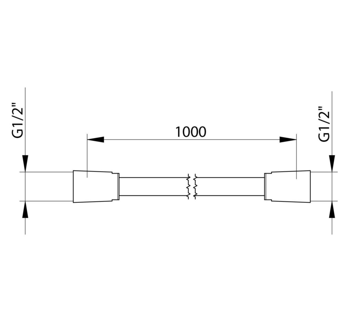 Sachet flexible pour douchette 1m G1/2" avec écrou tournant femelle en silicone tressé inox recouvert de polyuréthane noir. Température d'utilisation en service 70°C en continu. Résitance jusqu'à 90°C temporairement.