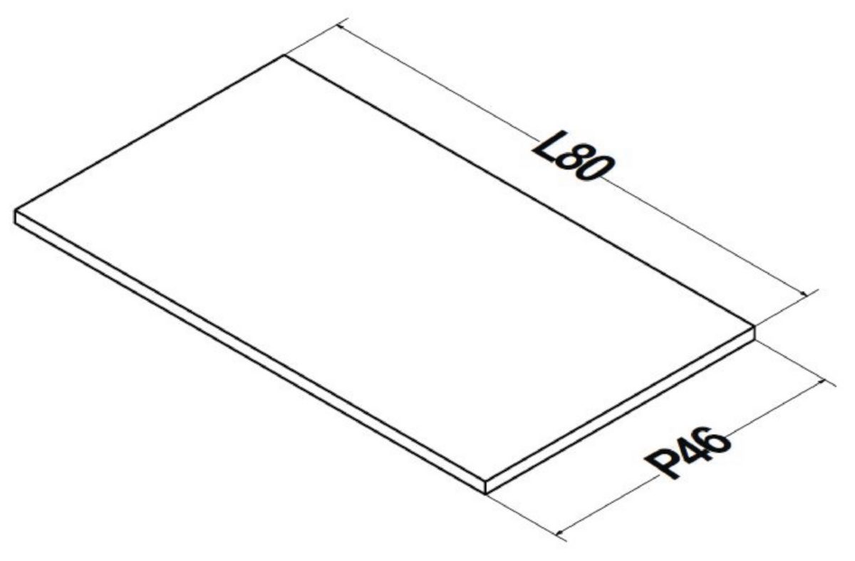 Plan Alterna Plénitude pour meuble sous vasque longueur 80cm profondeur 46cm Blanc brillant