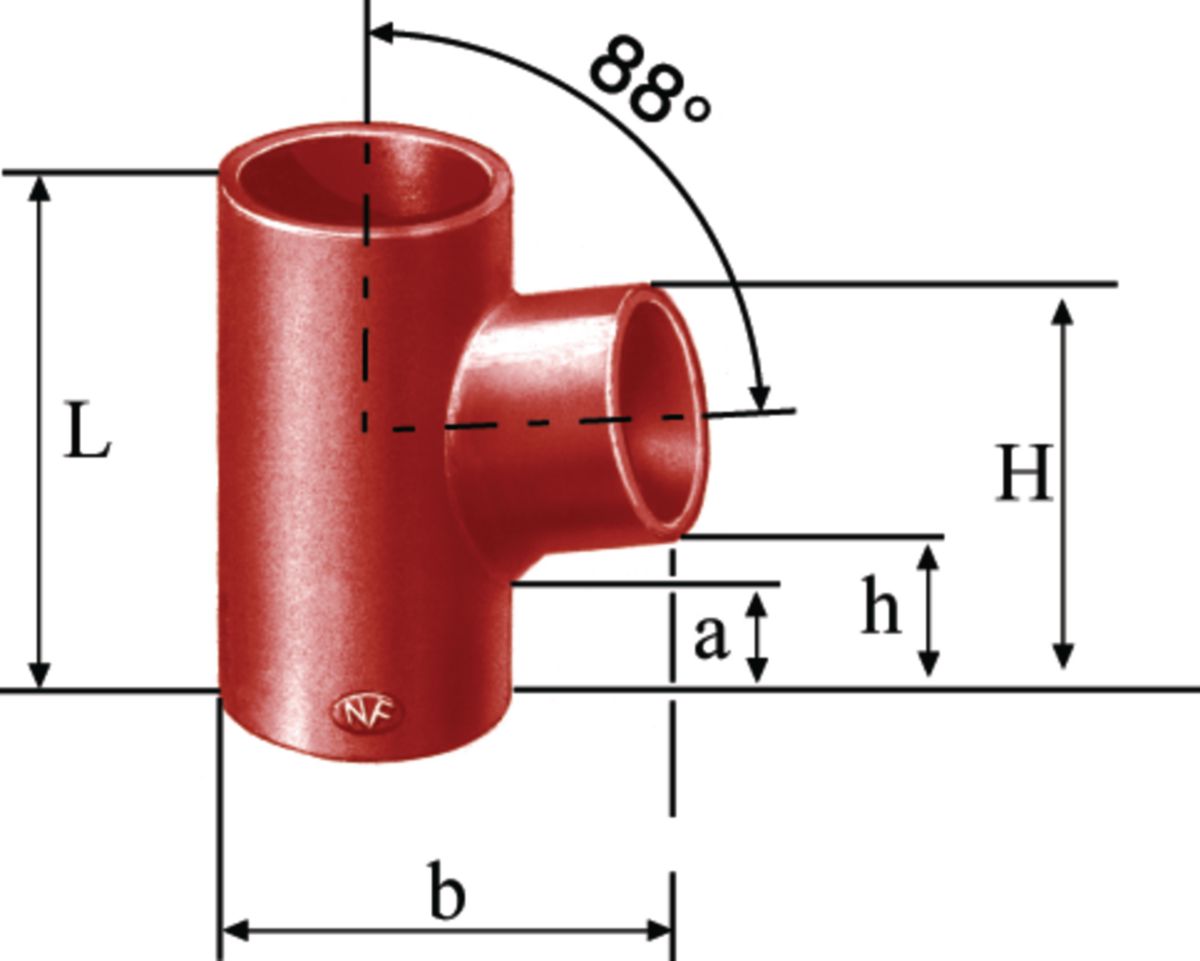 Embranchement Culotte simple SMU S à 88° en fonte diamètre nominal 250-250mm Réf. 157102 PAM