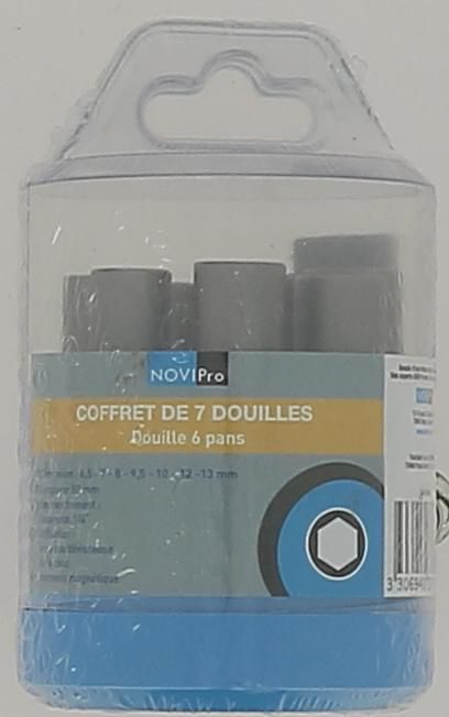 Douilles magnétiques 6 pans (coffret de 7) Novipro