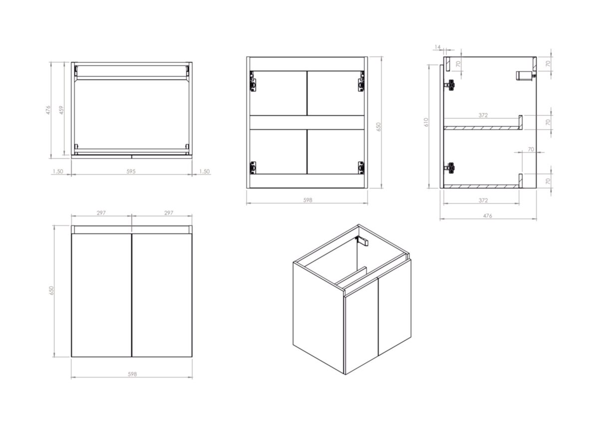 Meuble Primeo Alterna suspendu 60 cm 2 portes Blanc Laqué