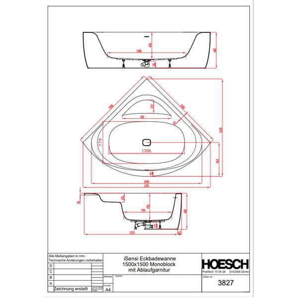 Baignoire Isensi 1/4 rond 150x150 monobloc avec tablier Réf. 3857.010