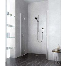 Porte de douche pivotante repliable 4 éléments, Série LIGA, largeur 1300 mm, hauteur 2000 mm, profilé argent mat, Verre clair Réf. LI2T4130201AR