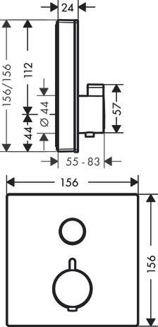 hansgrohe ShowerSelect Glass Factice Set de finition en verre pour mitigeur thermostatique encastré avec robinet d'arrêt, Blanc/Chromé