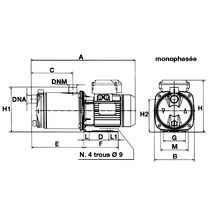 Pompe horizontale EURO INOX 40/50m multicellulaires auto-amorcantes ref 030110