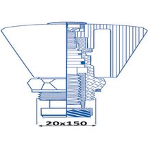 Tête universelle Alterna diamètre 20 x 150 mm Chrome Laiton La pièce