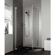 Paroi de douche Raya 90 x 200 porte pivotante intégrale, pivots à gauche profilé argent poli verre clair traité anticalcaire rothaclean Réf. 1403031279