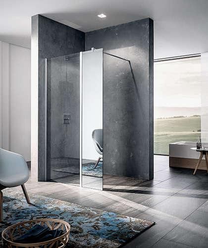 WALK-in-Shower XB élément fixe en prolongement, stabilisation murale pour combinaison avec XB WIW, WALK-IN-SHOWER XB, largeur 600 mm, hauteur 2000 mm, Profilé Argent POLI, Verre Miroir traité anticalcaire Réf. XBWIH06020VKR