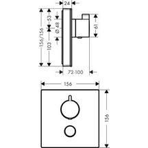 hansgrohe ShowerSelect Glass Set de finition en verre pour mitigeur thermostatique encastré haut débit avec une sortie permanente et un robinet d’arrêt, Blanc/Chromé