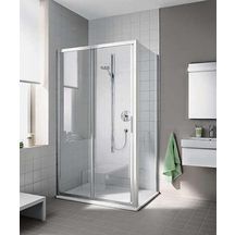 Porte de douche coulissante grande largeur 2 éléments CADA XS G2 L 12020 VPK, élément fixe à gauche, Argent poli Verre clair traité anticalcaire CADACLEAN Réf. 1403027831