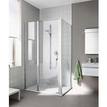 Porte de douche pivotante avec élément fixe CADA XS 1GR 10020 VPK, pivots à droite, Argent poli Verre clair traité anticalcaire CADACLEAN Réf. 1403027739