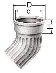 Coude 45° cannelé à emboîtement pour descente résidentielle cannelée diamètre nominal 100mm Réf. 155620 PAM