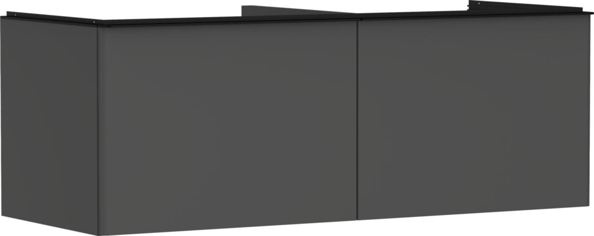 hansgrohe Xelu Q Meuble bas 1360/550 pour lavabo à poser Xelu Q avec 2 tiroirs, caisson Gris mat, Finition de la poignée: Noir mat