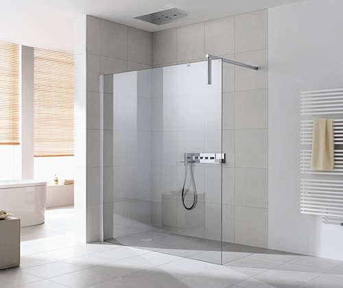 Paroi Walk-in-shower XS WALL avec profilé et stabilisateur fixation murale, fixation à gauche XS WW4 17020 1PR Argent mat Verre clair traité anticalcaire ROTHACLEAN Réf. 1403010263