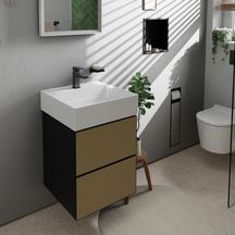 hansgrohe Xevolos E Meuble bas pour lave-mains 480/475 avec 2 tiroirs caisson Gris mat, Façade: Bronze texturé