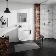 hansgrohe Xevolos E Meuble bas pour plan vasque 580/475 avec 2 tiroirs caisson Blanc mat, Façade: Blanc métallisé