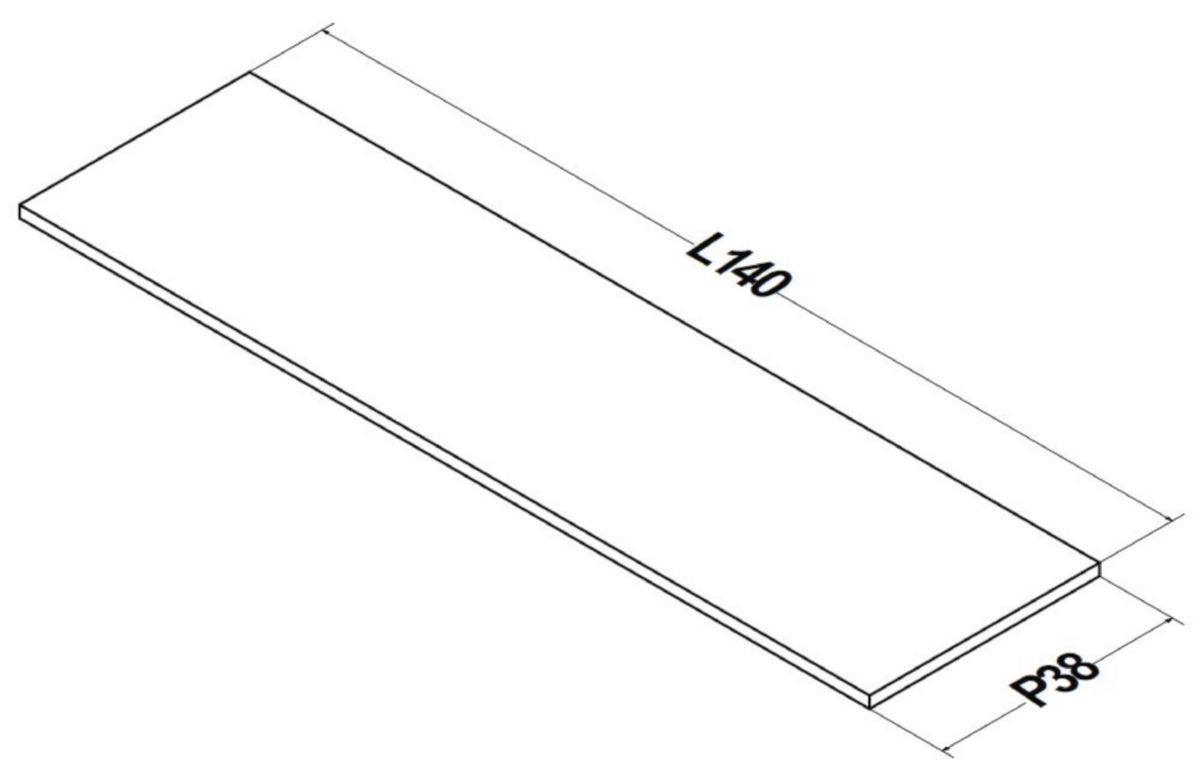 Plan Alterna Plénitude pour meuble sous vasque longueur 140cm profondeur 38cm Terracotta