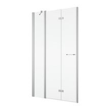 Porte repliable avec paroi fixe en ligne côté d'accès d'angle repliable avec fixe en ligne pivot droit côté droit ouverture intérieure et extérieure à 90° SOLINO 1600x2000 profilé poli-brillantvitrage transparent (07) 6mm Réf. SOLF13D1605007