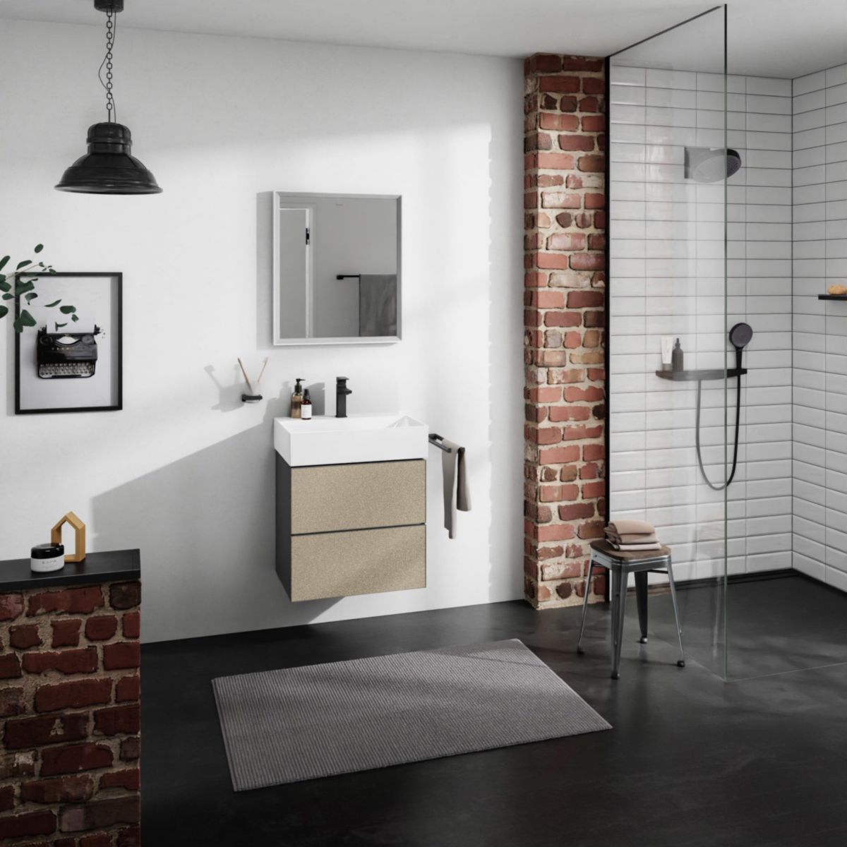 hansgrohe Xevolos E Plan vasque 600/480 sans trop plein, percé pour robinet, SmartClean, Blanc