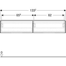 Meuble bas pour lavabo Geberit ONE, 2 tiroirs: L135cm, P47cm, mélaminé structuré bois Noyer Carya