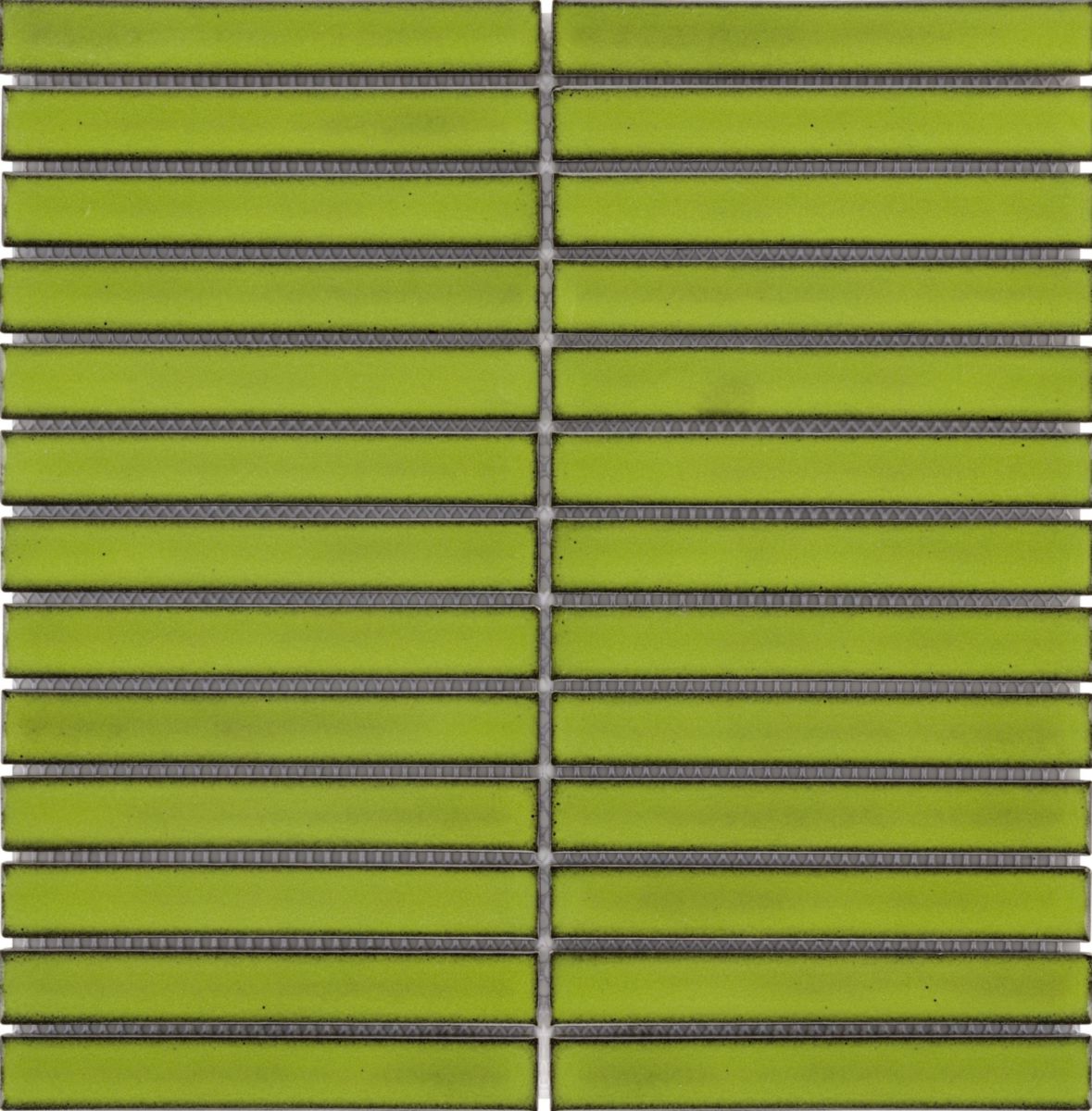 Faïence Barwolf Stripes reed green glossy 2x14,5 cm mosaique 29,6 x 29,6 cm KIT-23005