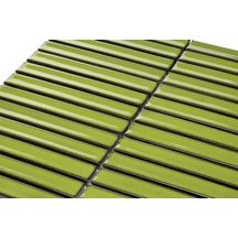 Faïence Barwolf Stripes reed green glossy 2x14,5 cm mosaique 29,6 x 29,6 cm KIT-23005