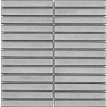 Faïence Barwolf Stripes haze grey glossy 2x14,5 cm mosaique 29,6 x 29,6 cm KIT-23003