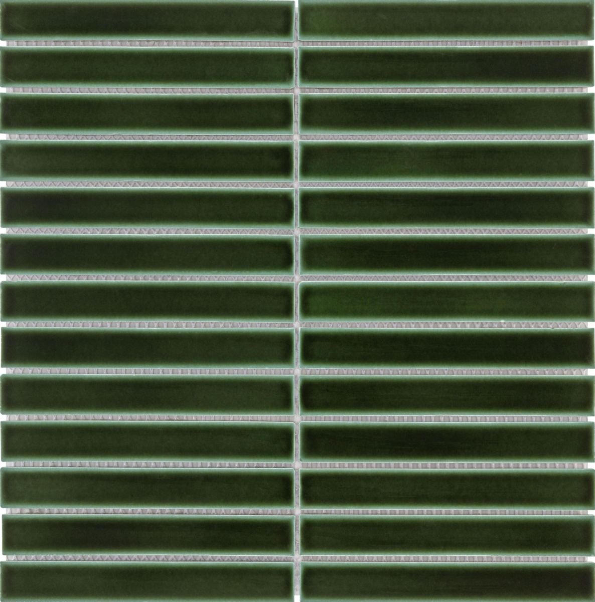 Faïence Barwolf Stripes racing green glossy 2x14,5 cm mosaique 29,6 x 29,6 cm KIT-23006