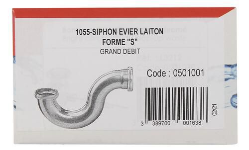 Siphon évier/baignoire tube laiton 1055 réf. 0501001