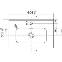 Plan vasque céramique 60cm Alterna Plénitude vasque centrée Profondeur 38cm