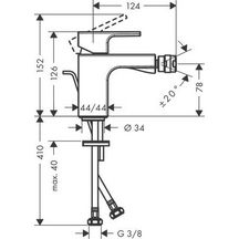 Mitigeur bidet avec tirette et vidage synthétique Chromé Vernis Shape  Réf. 71211000