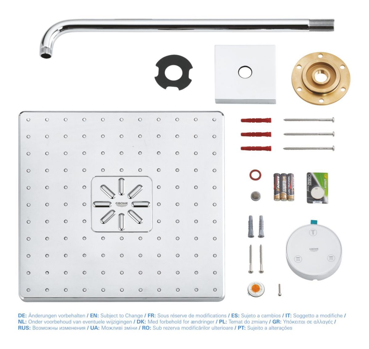 Set de douche de tête avec bras 422 mm, 2 jets Rainshower SmartConnect 310 Cube Chromé 26642000