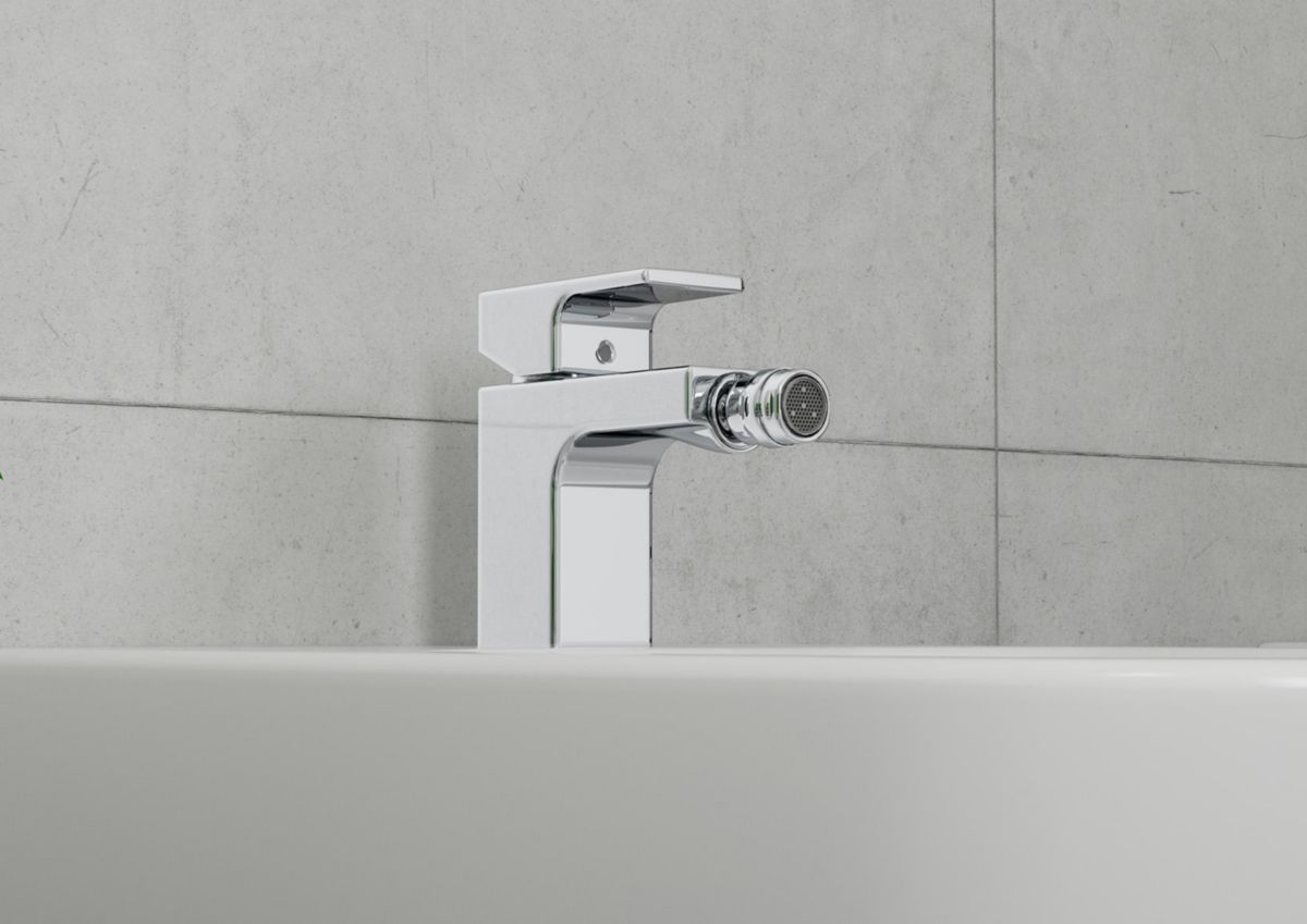 Mitigeur bidet avec tirette et vidage synthétique Chromé Vernis Shape  Réf. 71211000