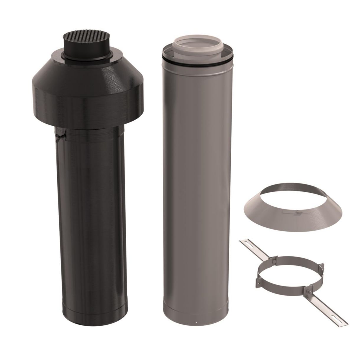 Kit toiture pour système collectif concentrique 3CET diamètre 160/250 avec terminal PPtl/Inox couleur noir Réf. 333209