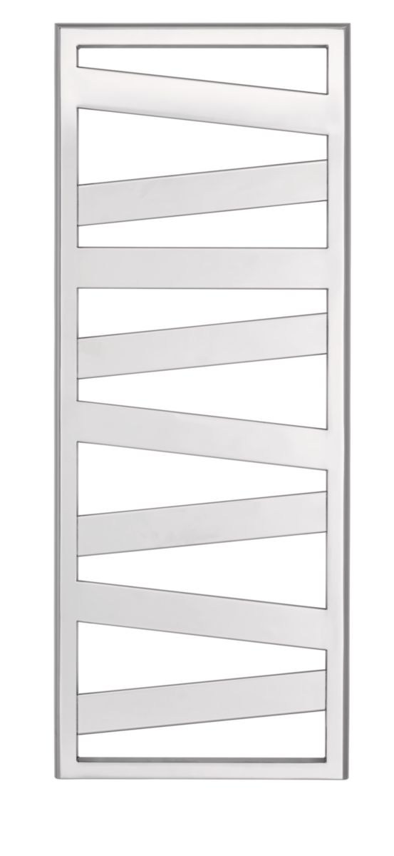 Sèche-serviettes Kazeane eau chaude puissance 393W (dT50), hauteur 1567 mm, largeur 500 mm, raccordement 4 orifices par le bas, entraxe 50 mm centré ou excentré, Aller/Retour réversible, Finition Chromée Réf. KZO-150-050