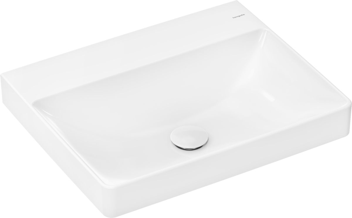 hansgrohe Xelu Q Lavabo à poser 600/480 sans trop plein ni trou pour robinet, SmartClean, Blanc