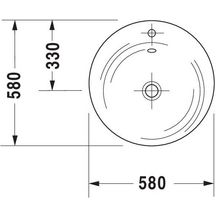 Lavabo STARCK 1, pour meuble sous lavabo 9520, diamètre 58, avec trop-plein et plage de robinetterie, cache trop-plein chromé inclus, Blanc Réf. 0406580000