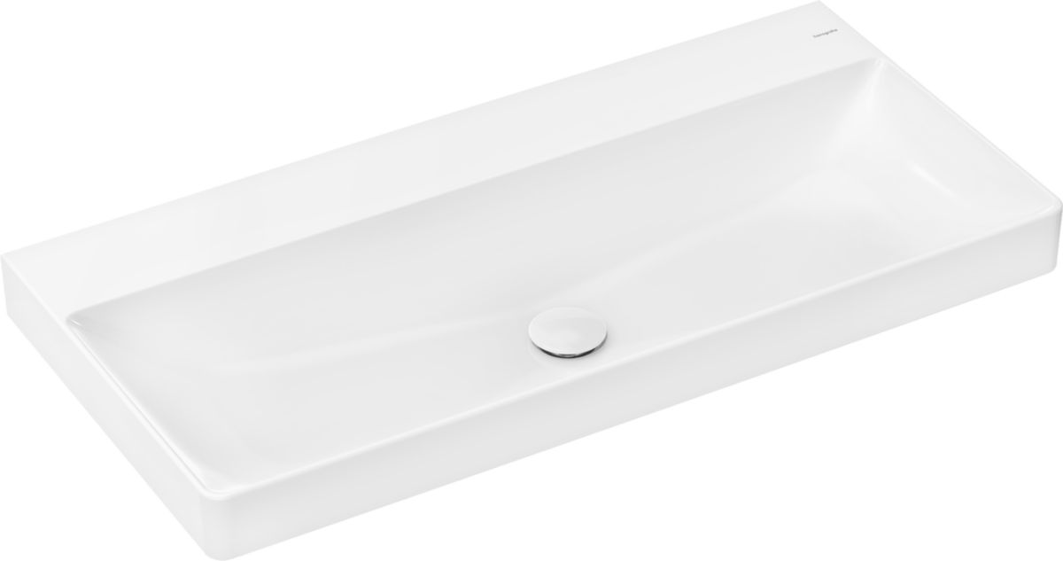 hansgrohe Xelu Q Plan vasque 1000/480 sans trop plein ni trou pour robinet, SmartClean, Blanc