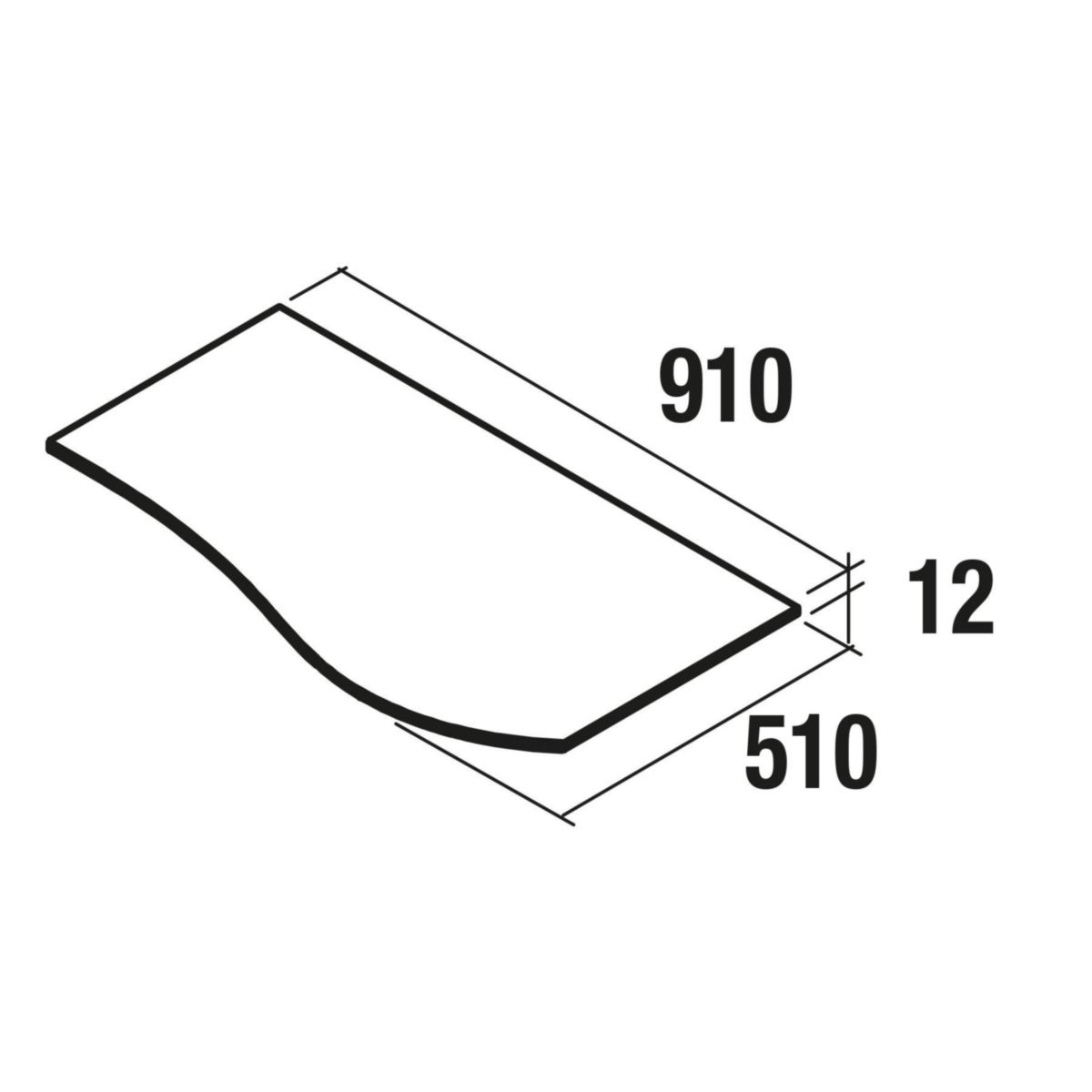 Plan de toilette gauche MAM 900 en solid Surface Blanc Mat Réf. 83881