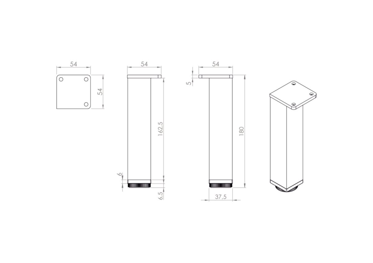 Lot de 2 pieds H18cm pour meuble suspendu 2 portes PRIMEO Alterna