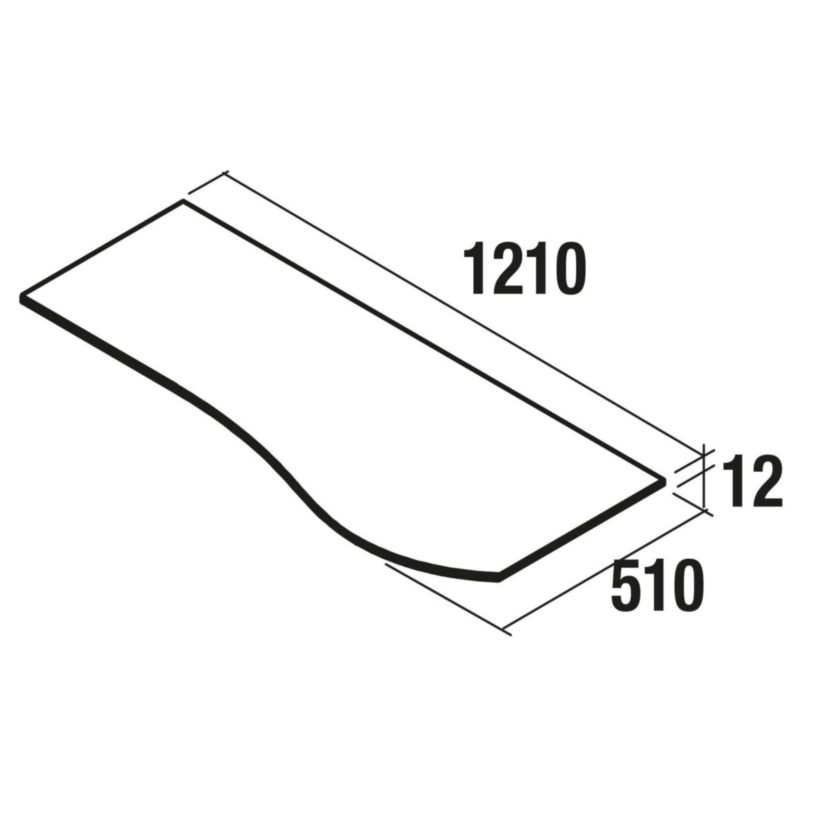 Plan de toilette gauche MAM 1200 en solid Surface Blanc Mat Réf. 83883